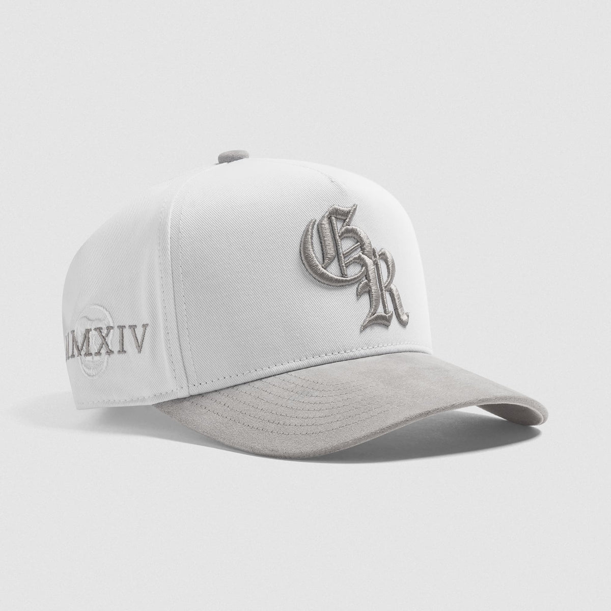 5-Panel Initial Suede Hat - White/Gray
