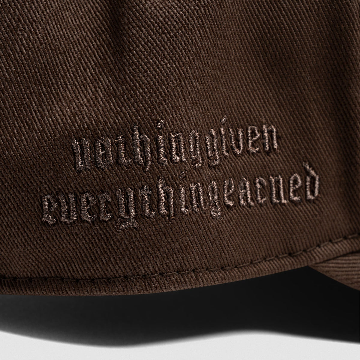 5-Panel Initial Hat - Brown embroidered side detail