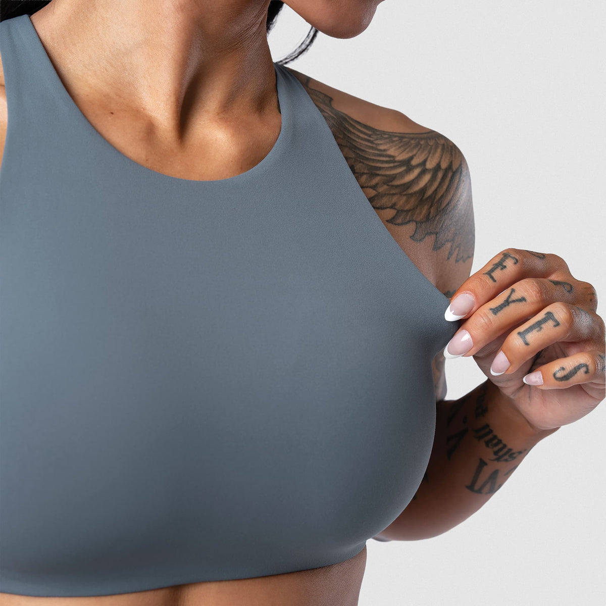 Axis High Neck Bra - Lake neckline and fabric detail