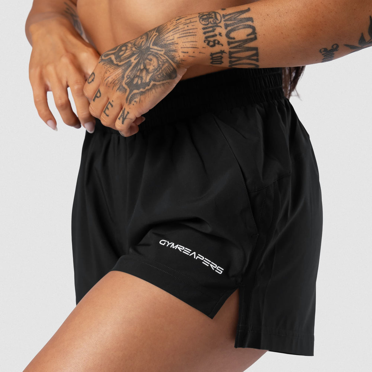 Axis Sport Shorts - Black side hem and logo detail