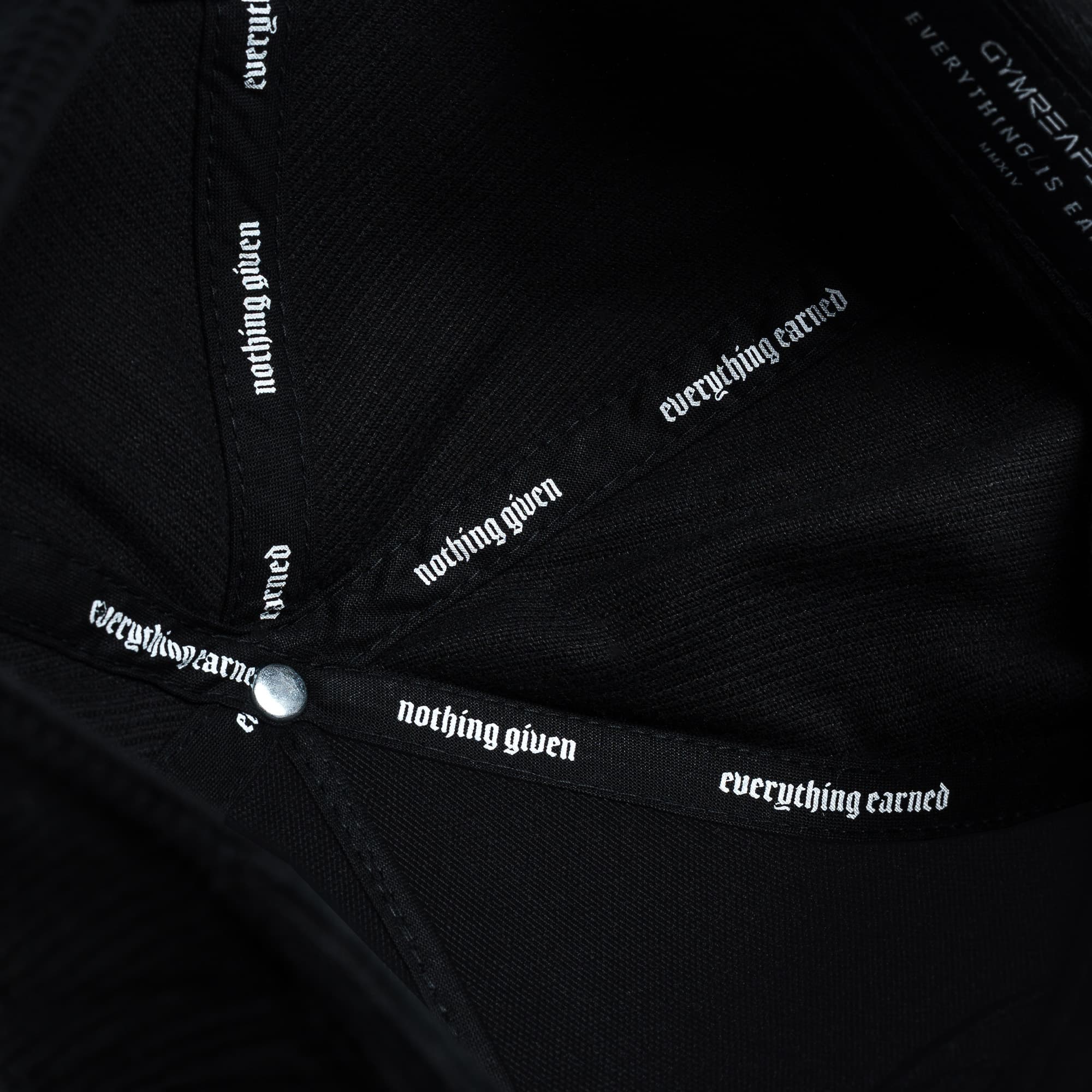 Corduroy 5-Panel Skull Hat - Black/Black detail shot of inside of hat