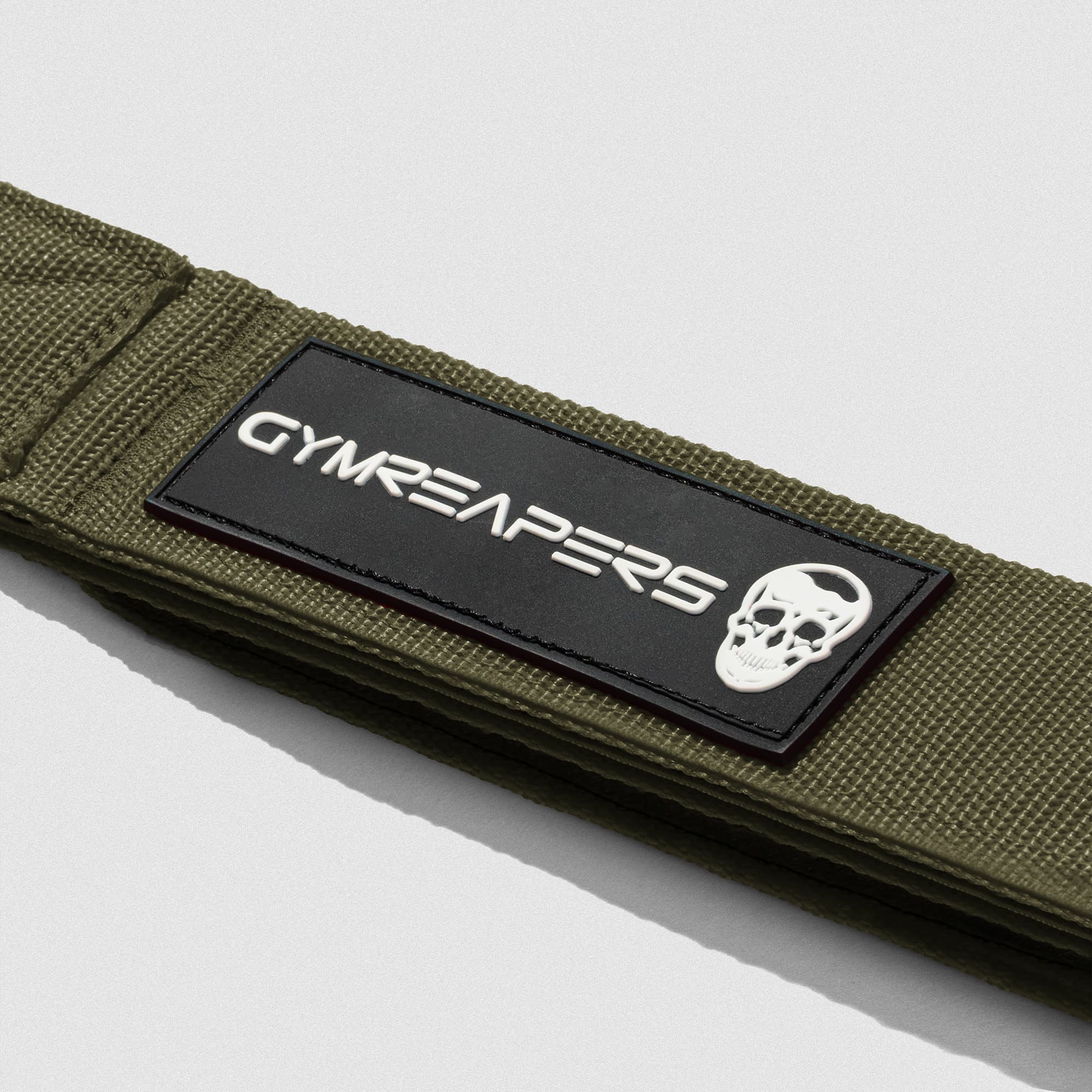 Gymreapers Tricep Rope 27" - OD Green close up shot of logo
