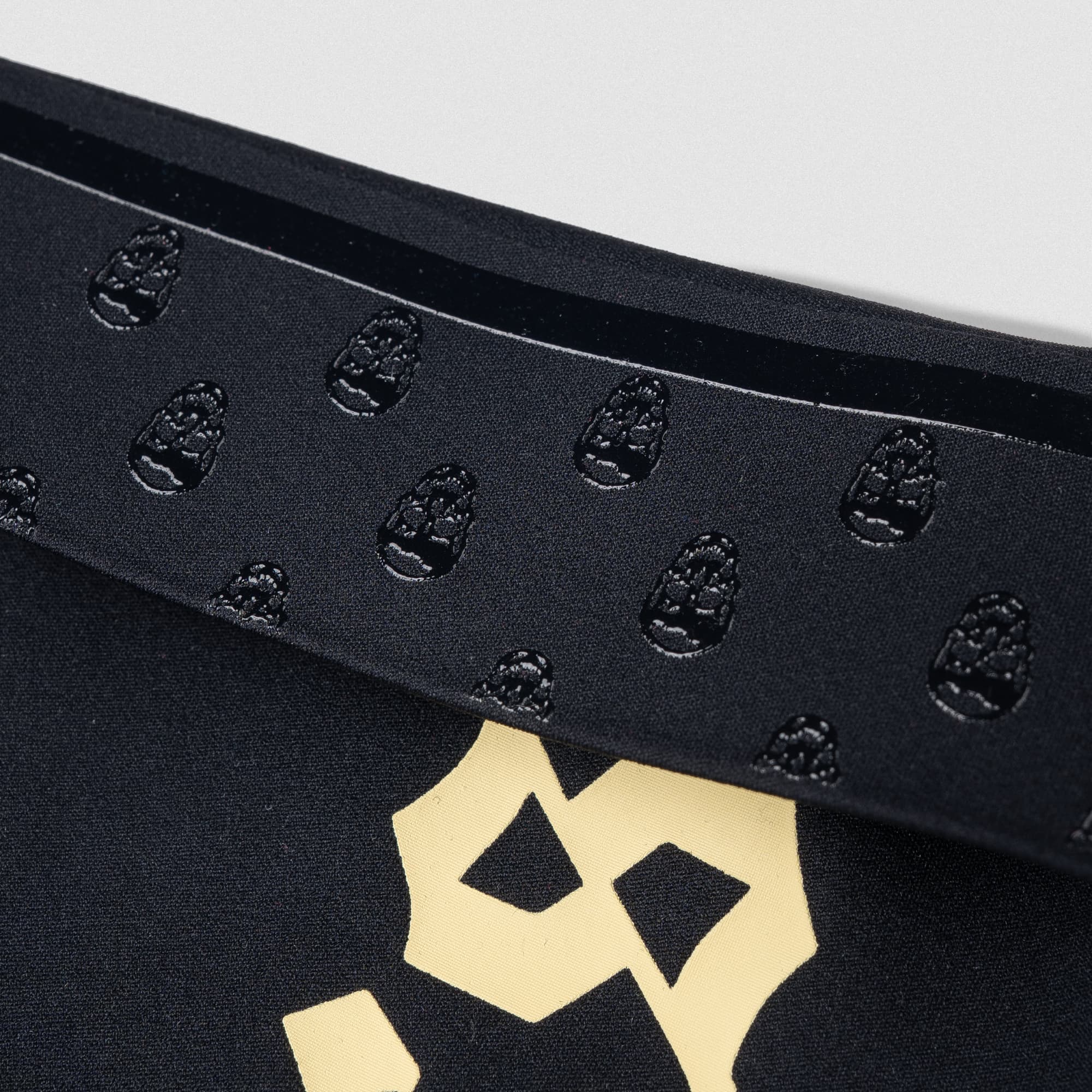 Close-up of silicone skull grip detail on Gymreapers Master the Soul Arm Warmers for secure hold