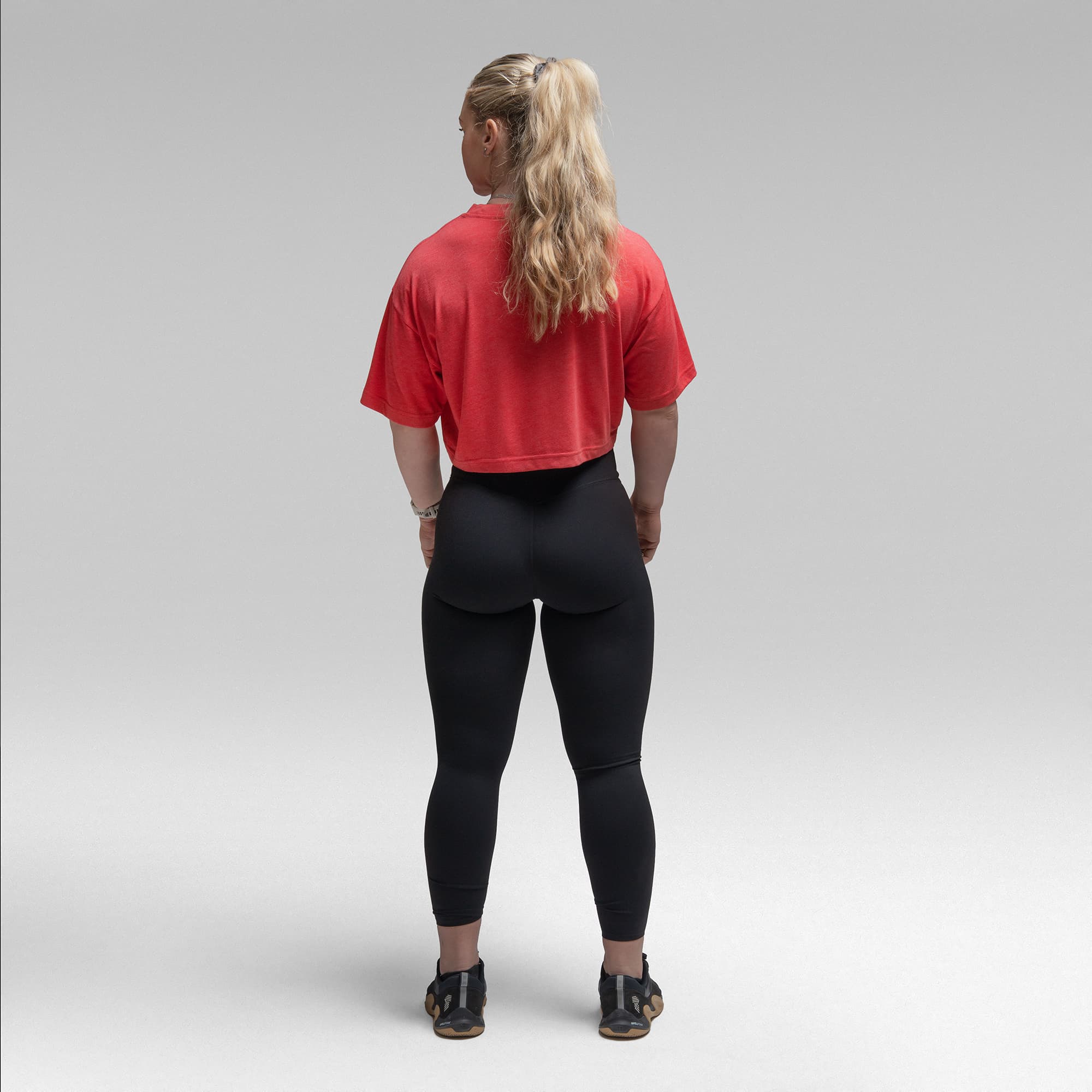 Active Tri-Blend Cropped Tee - Red/White