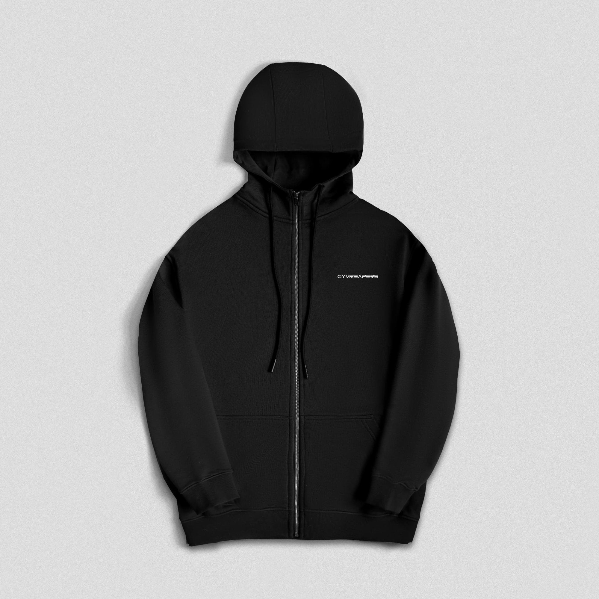 axis zip up black white front