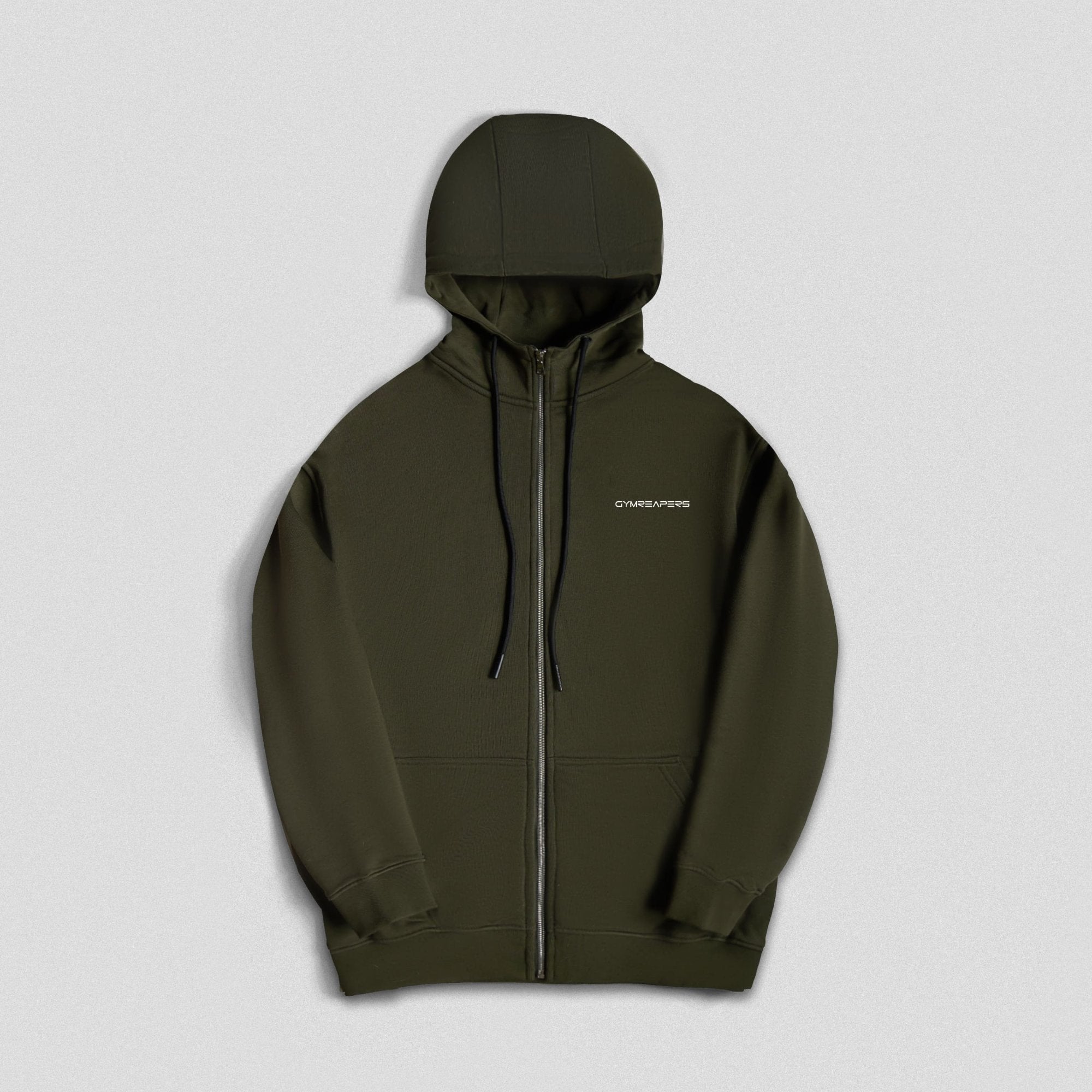axis zip up od green front
