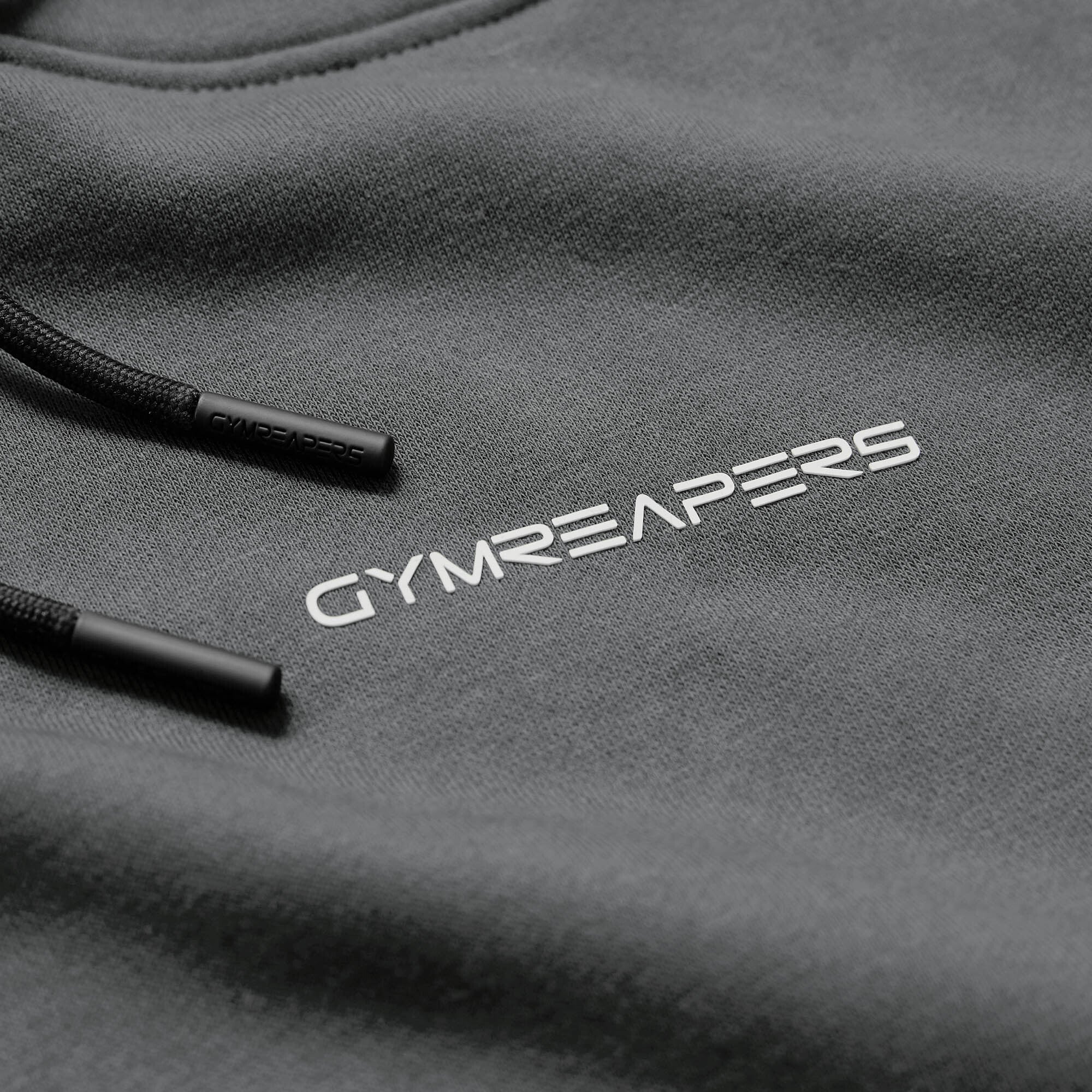 charcoal axis mockneck hoodie detail