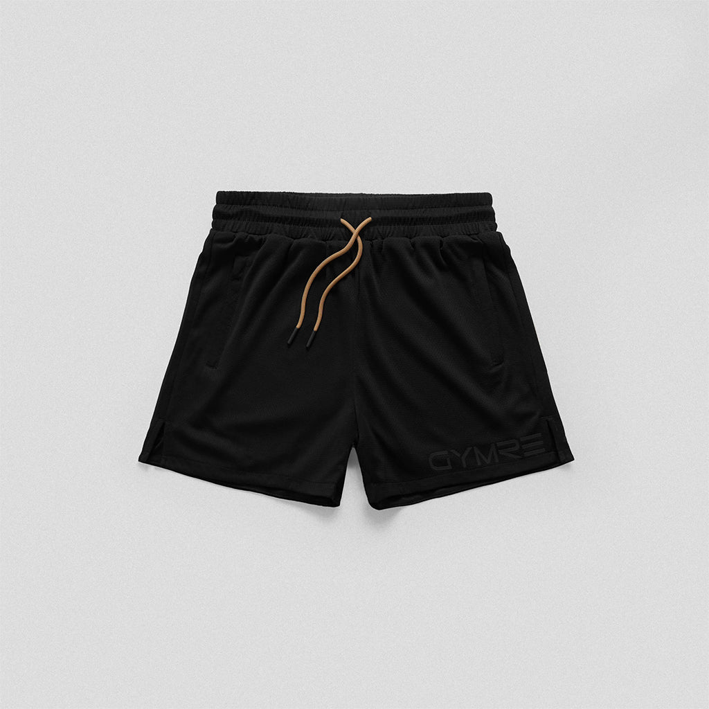 core mesh shorts black sand string front