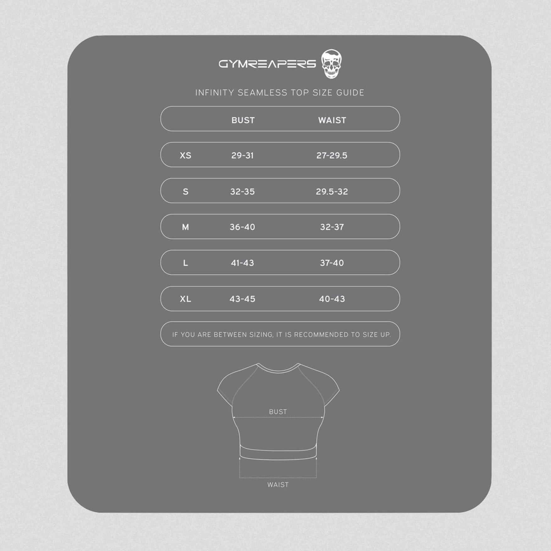 Crop tee size chart