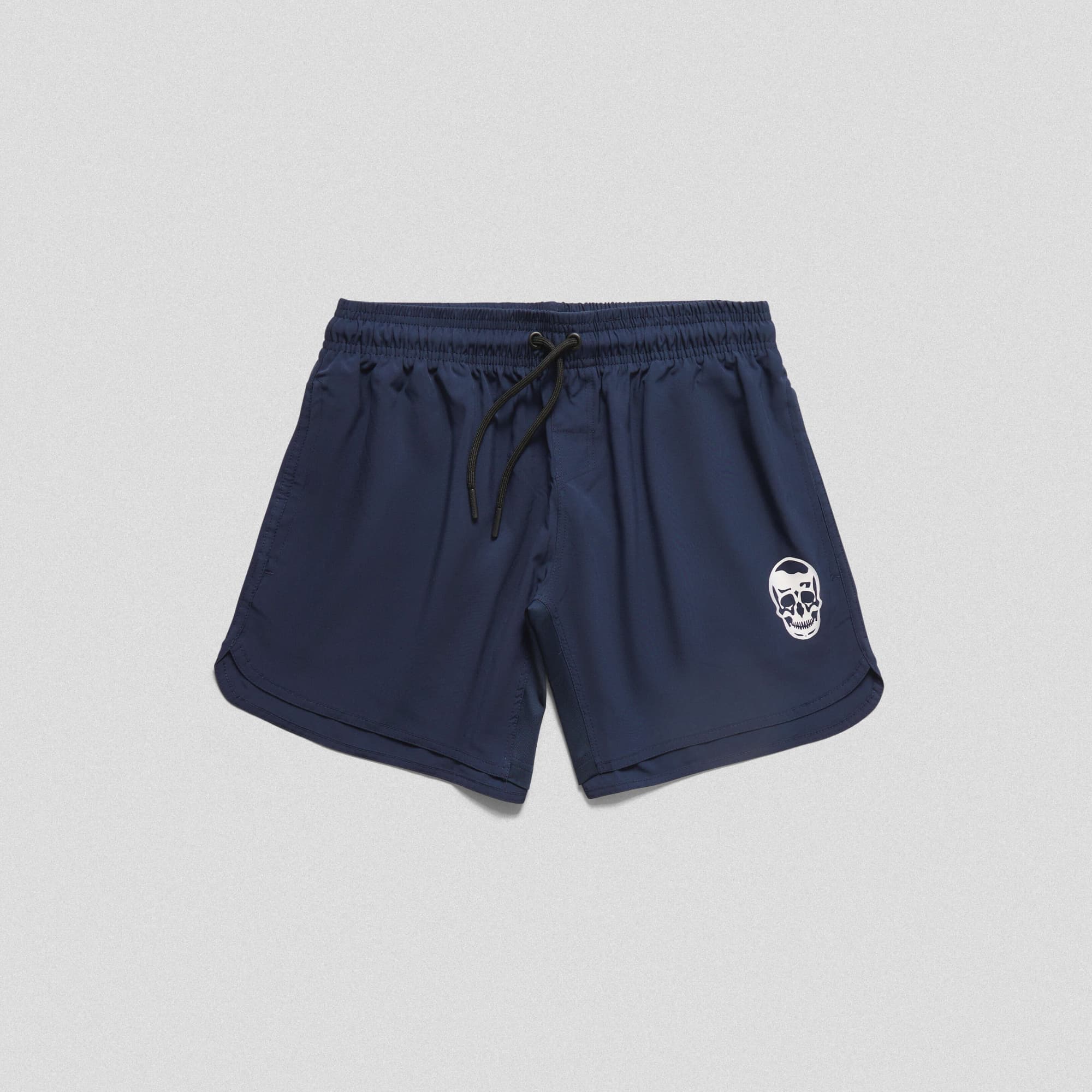 navy training shorts lay flat