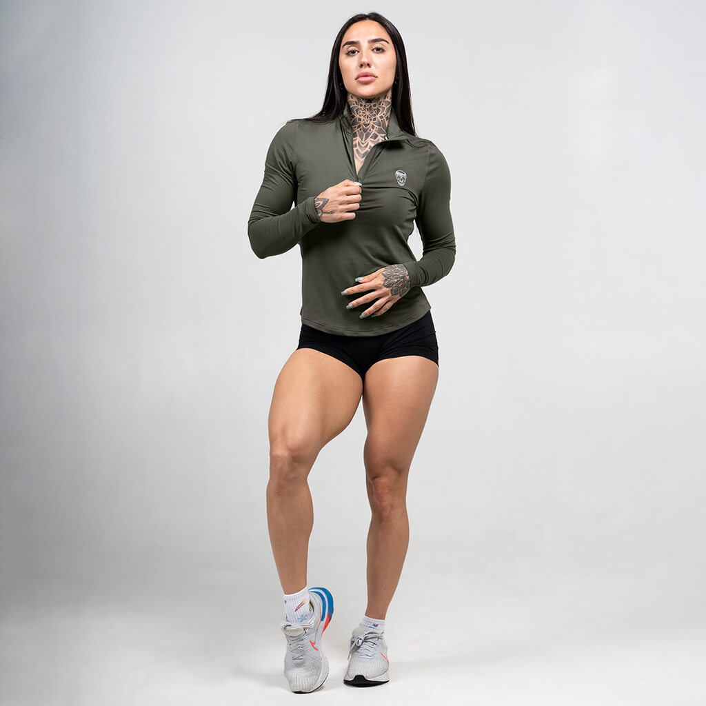Performance-Viertelreißverschluss für Damen – OD Green