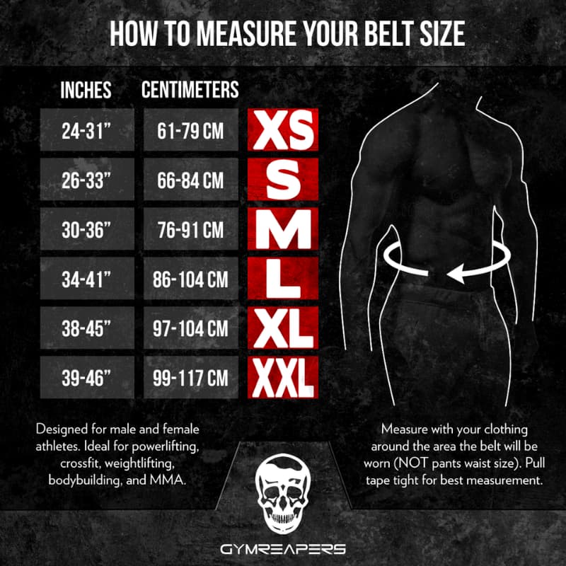 lever belt size guide showing all lever belt sizing.