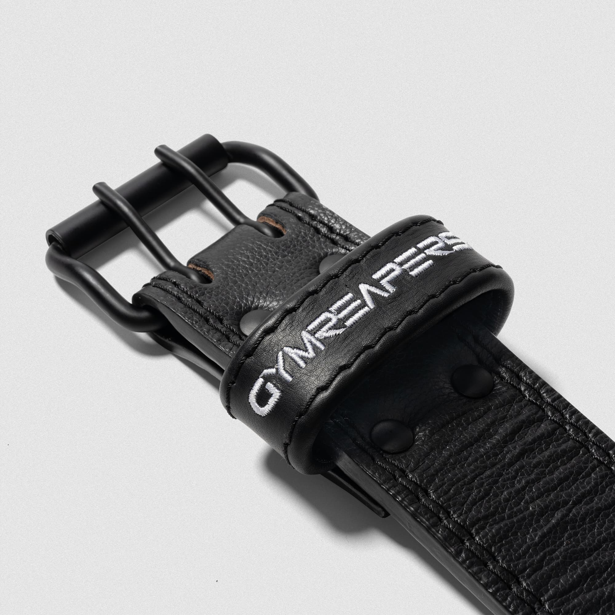 Leather Weightlifting Belt close up shot of prongs