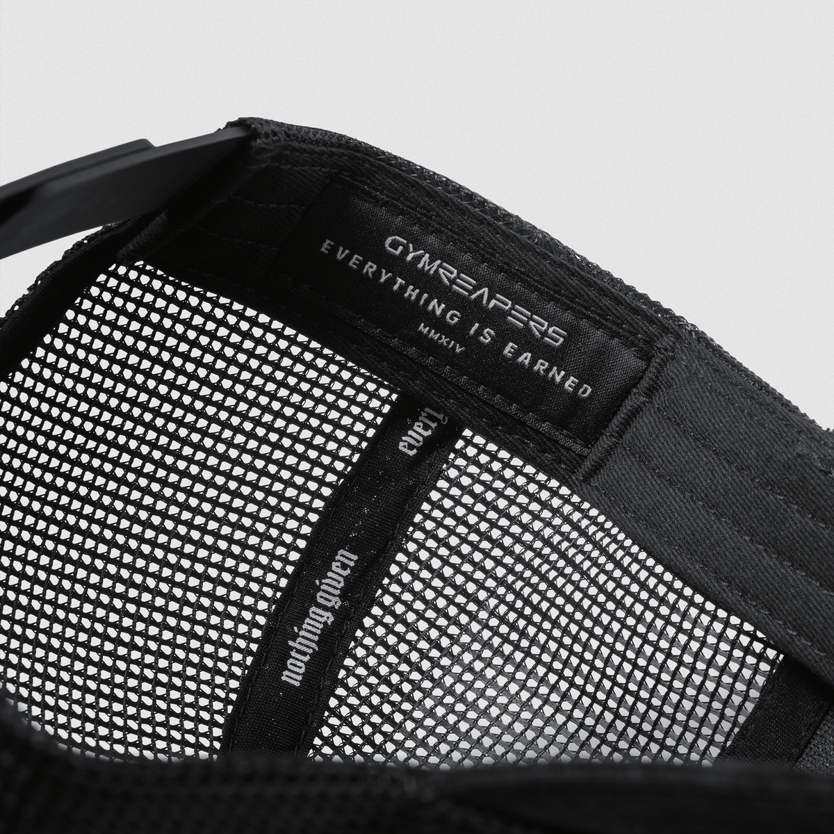 5-Panel Corduroy Reaper Training Club Hat in Black/White – Mesh Panel Detail