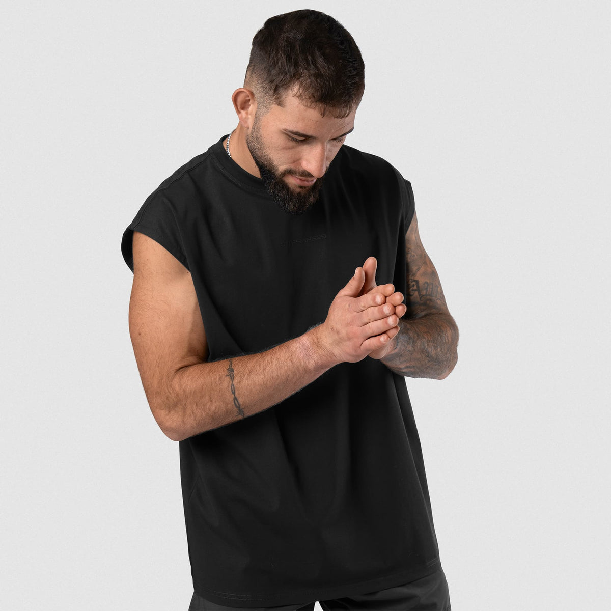 Men’s Axis Cap Sleeve Tank - Black/Black front fit
