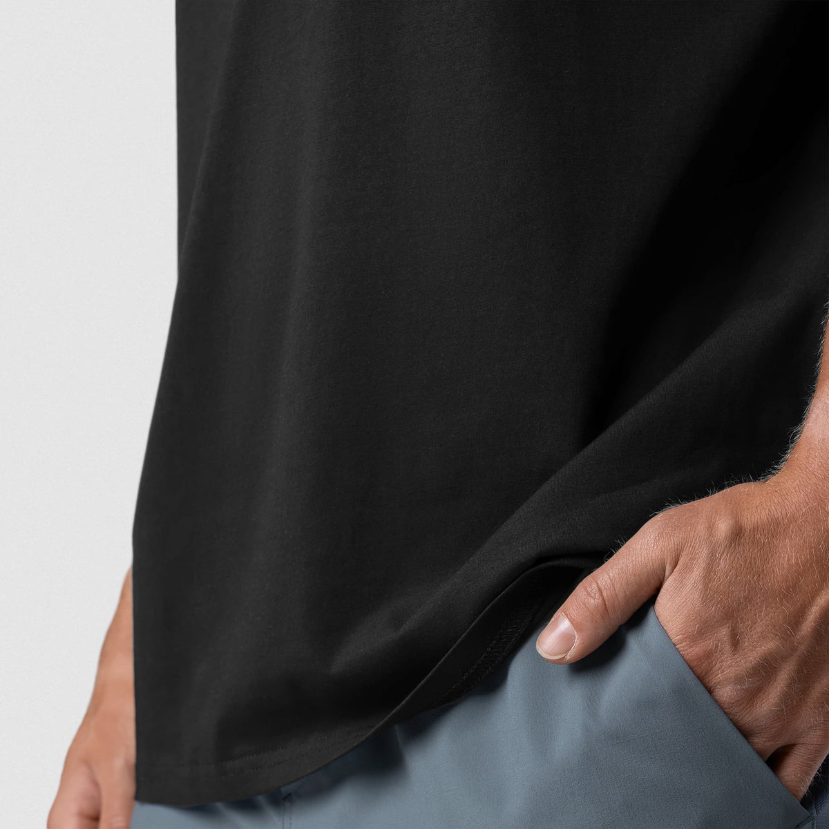 Axis Muscle Tank - Black/White hem and fabric detail