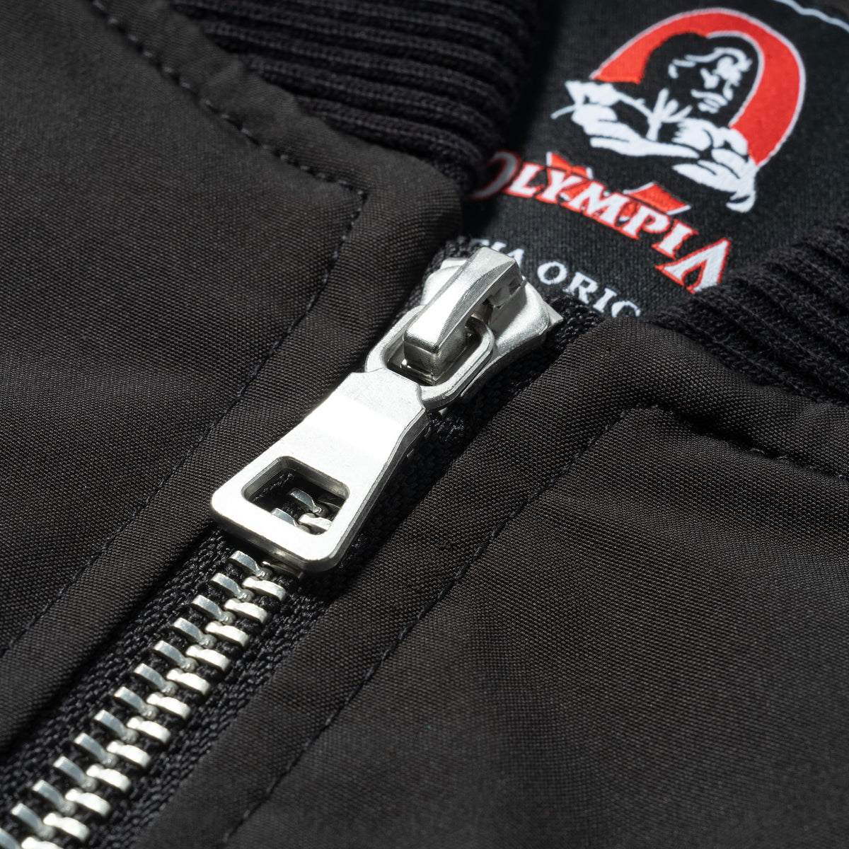 Champions Gold Crop Bomber Jacket | Zipper detailing and feature