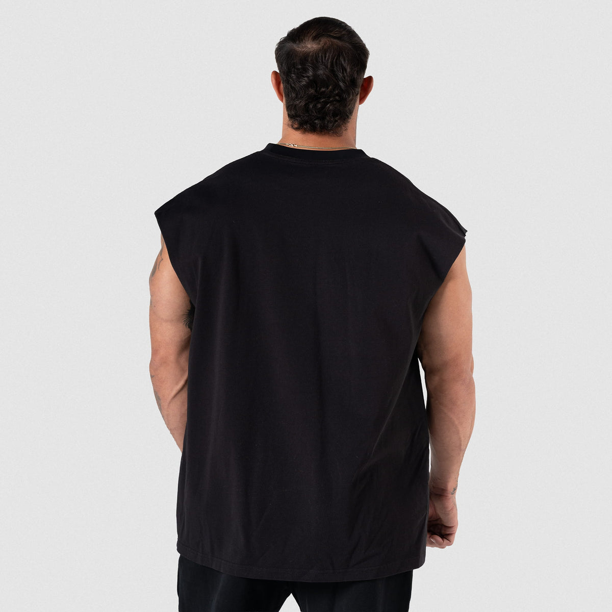 Back view of the men's Olympia 2026 Sandow Cut-Off tank