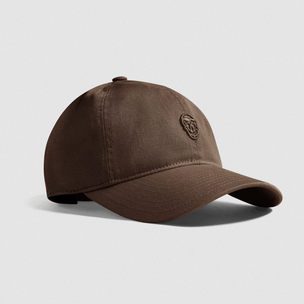 Washed 6-Panel Dad Hat in Brown – 3/4 Angle, Ghost Shot