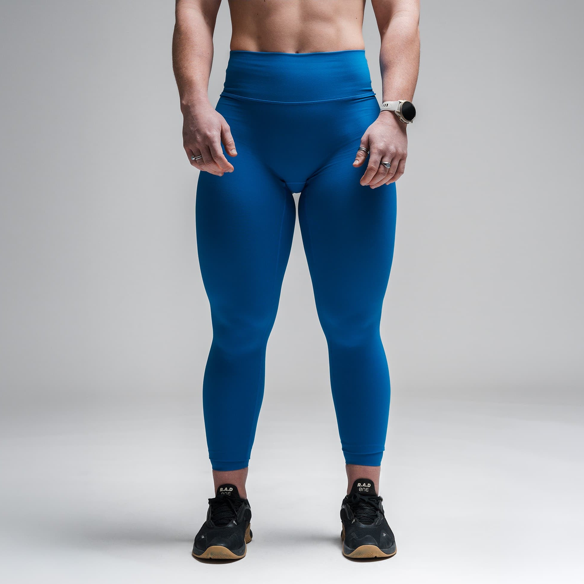 Athlete wearing the Electric Blue Axis Leggings main image