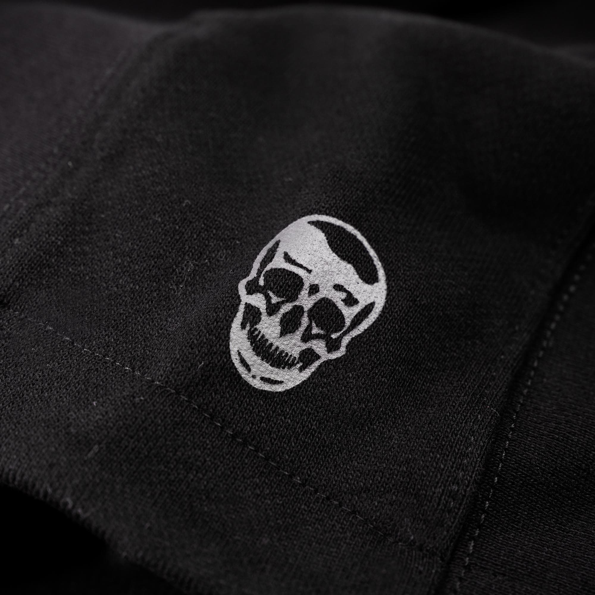 discipline division hoodie skull detail close up