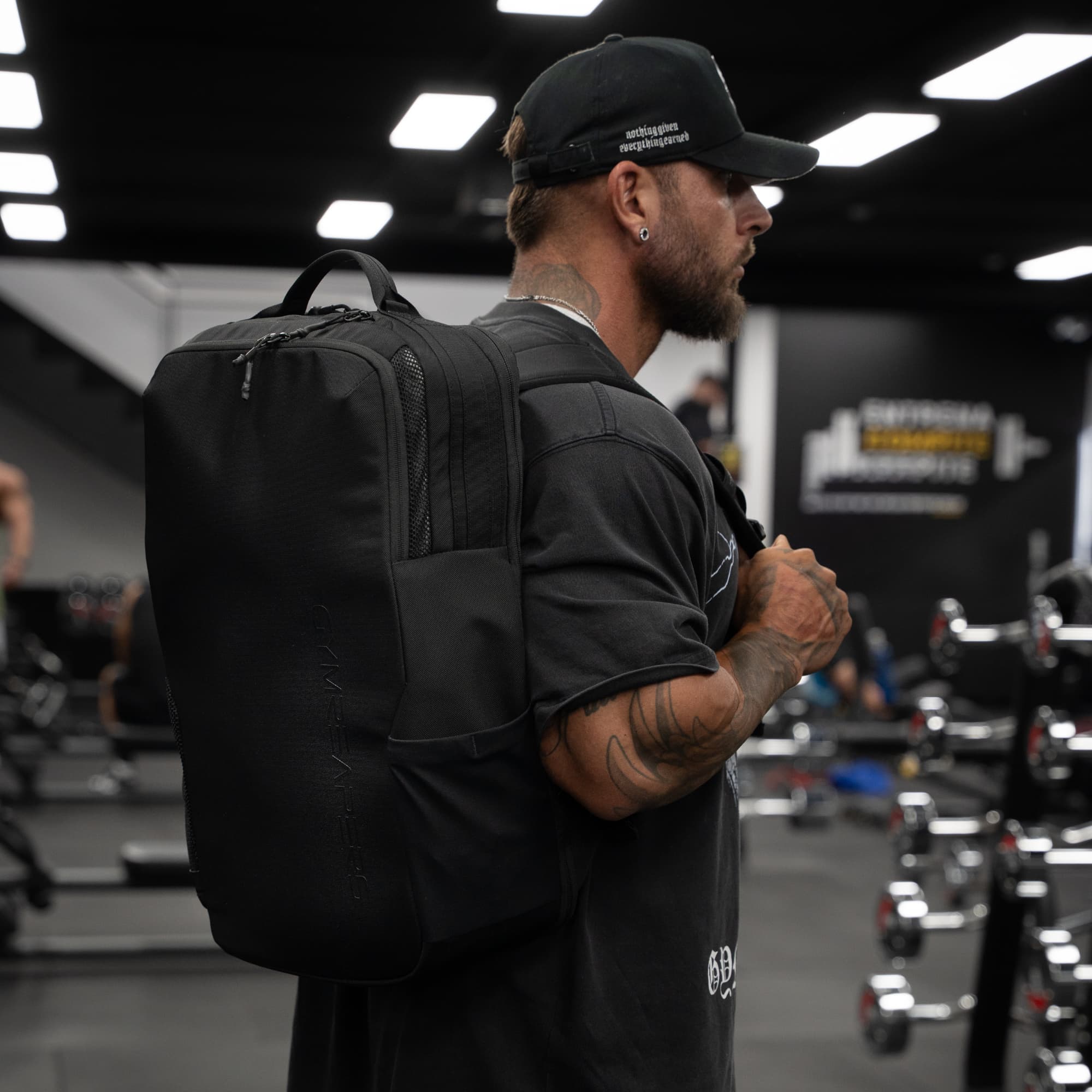 athlete carrying vanguard backpack