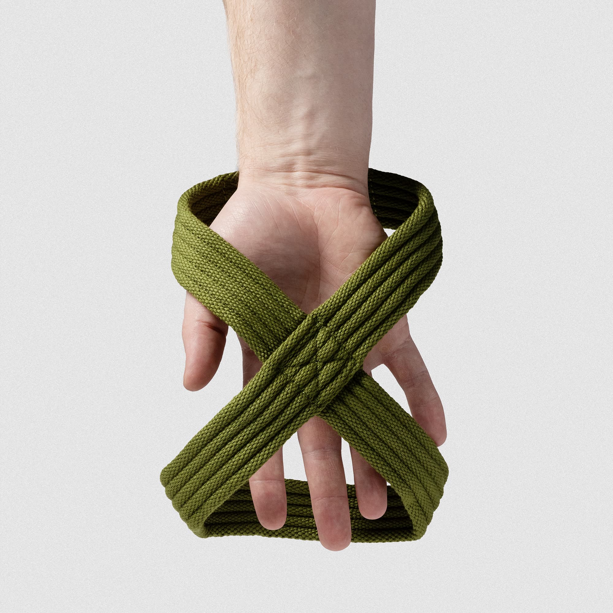 Athlete wearing the OD Green Figure 8 Lifting Straps