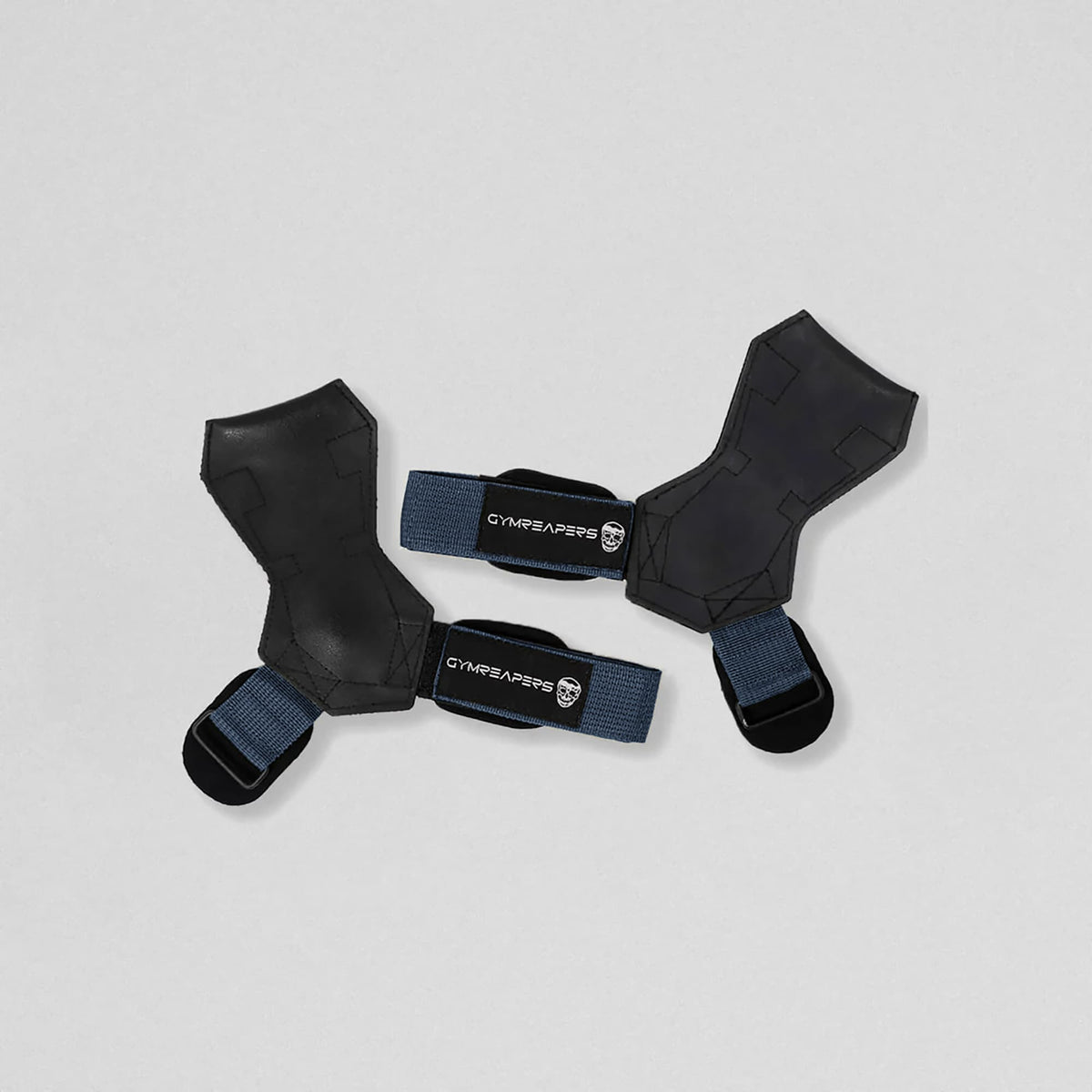 Gymreapers lifting grips navy flat laying and open.
