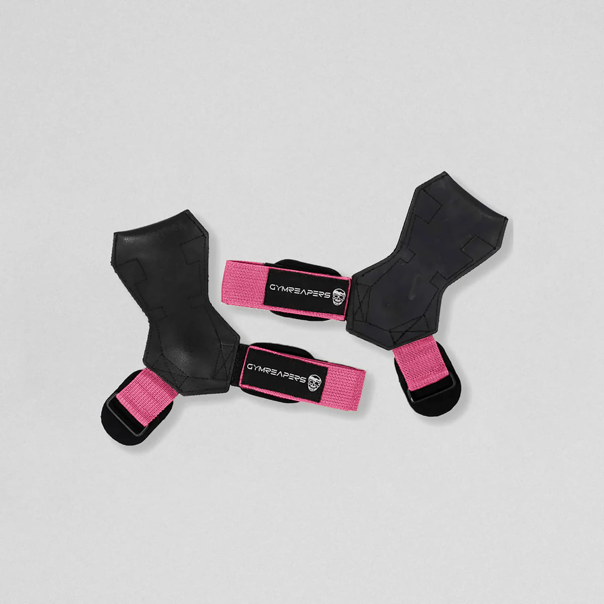 Gymreapers lifting grips pink flat laying and open.