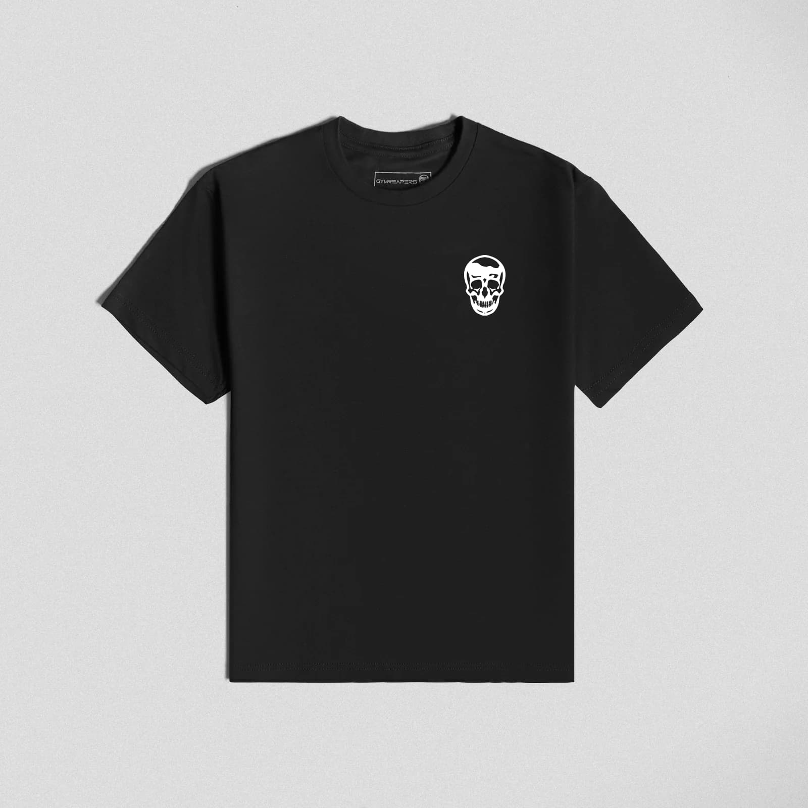 Front of The Throne Is Never Given Tee with minimalist Gymreapers skull logo on the chest.