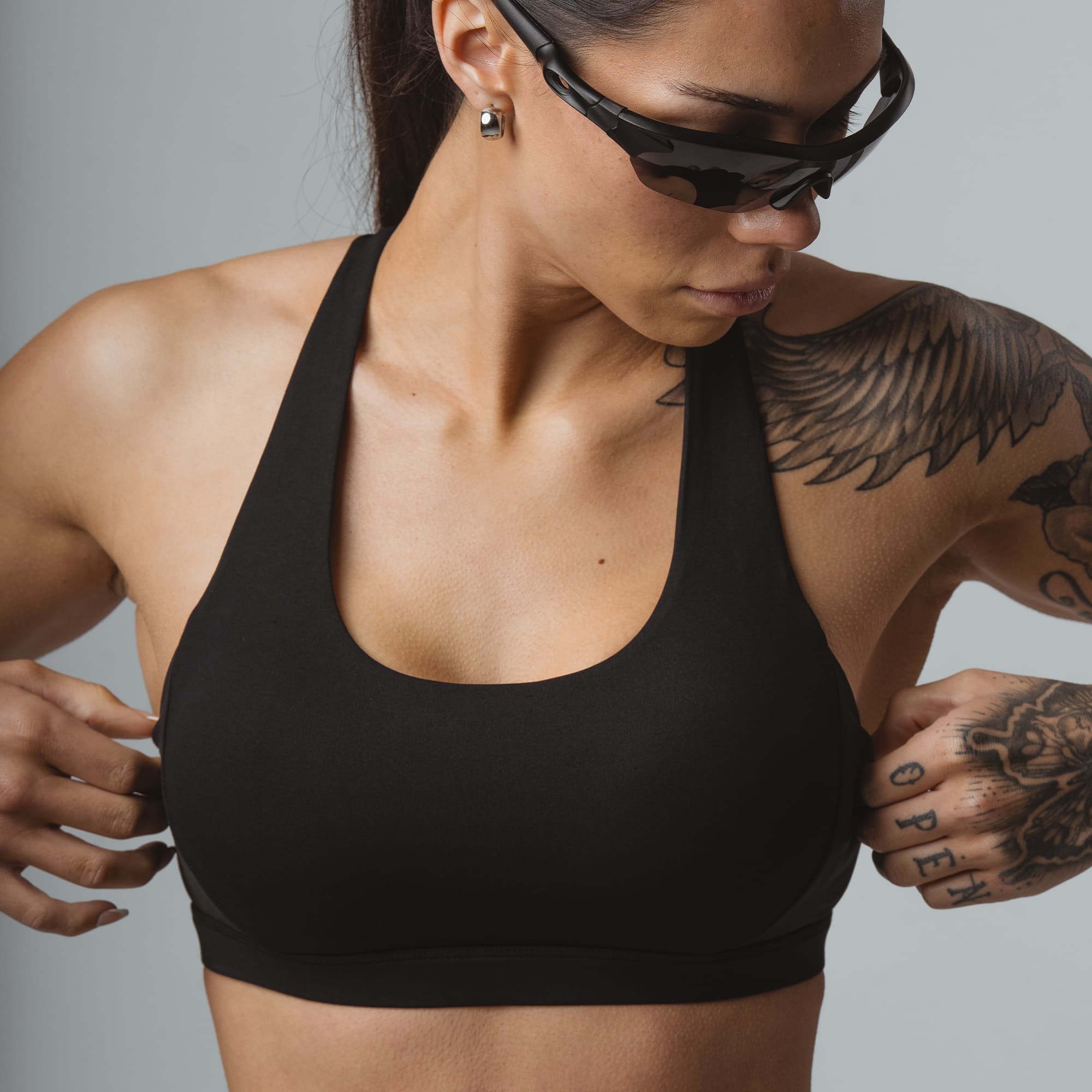 Discipline Division Crossback Sports Bra front detail shot
