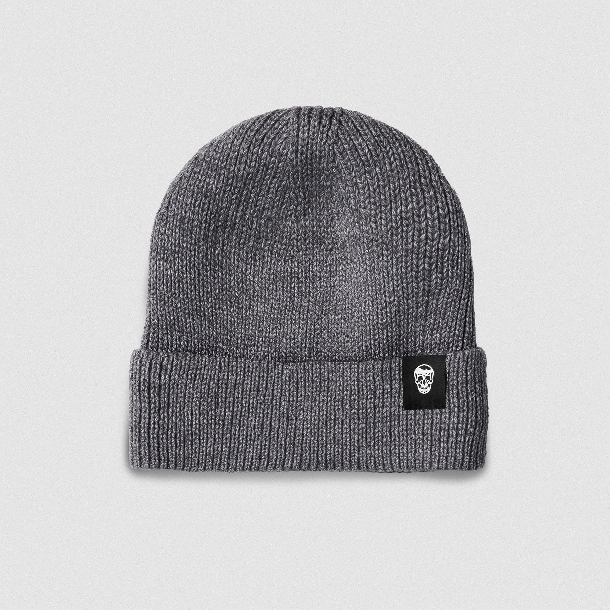 Ribbed Knit Skull Beanie - Dark Gray main image