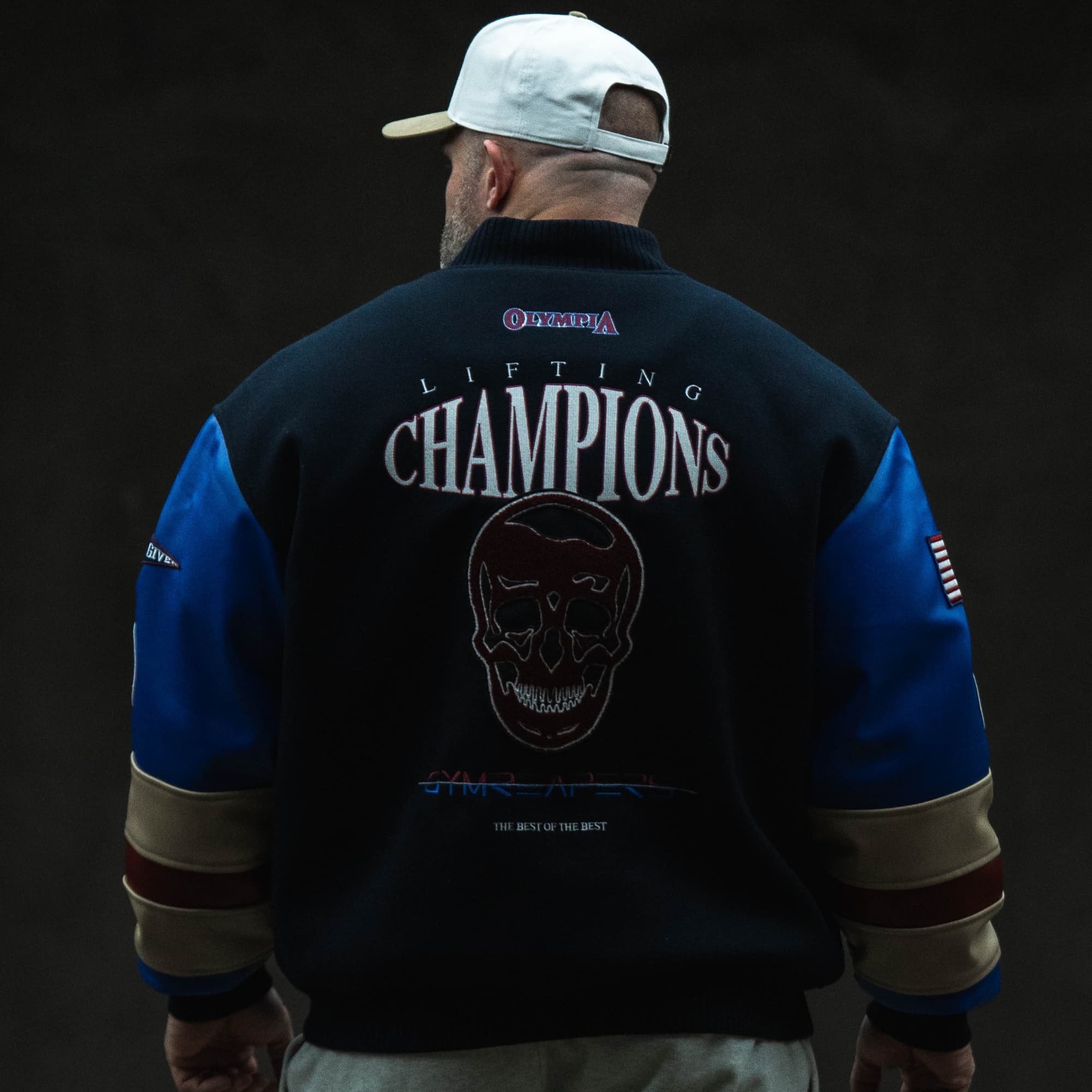 GRxO USA Varsity Jacket on athlete close up shot of back side