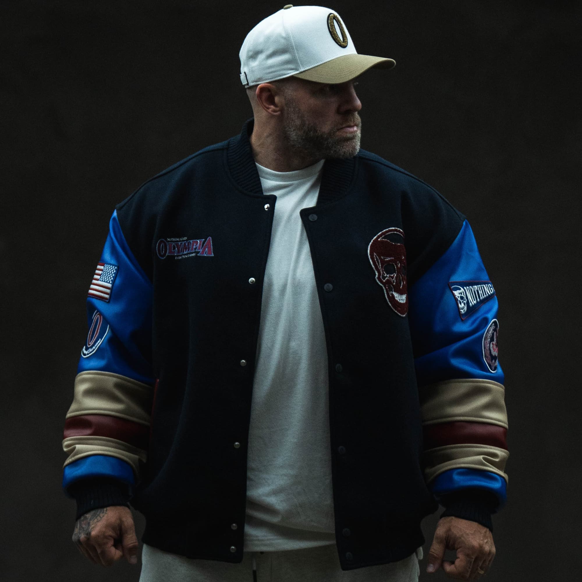 GRxO USA Varsity Jacket on athlete close up shot of front side