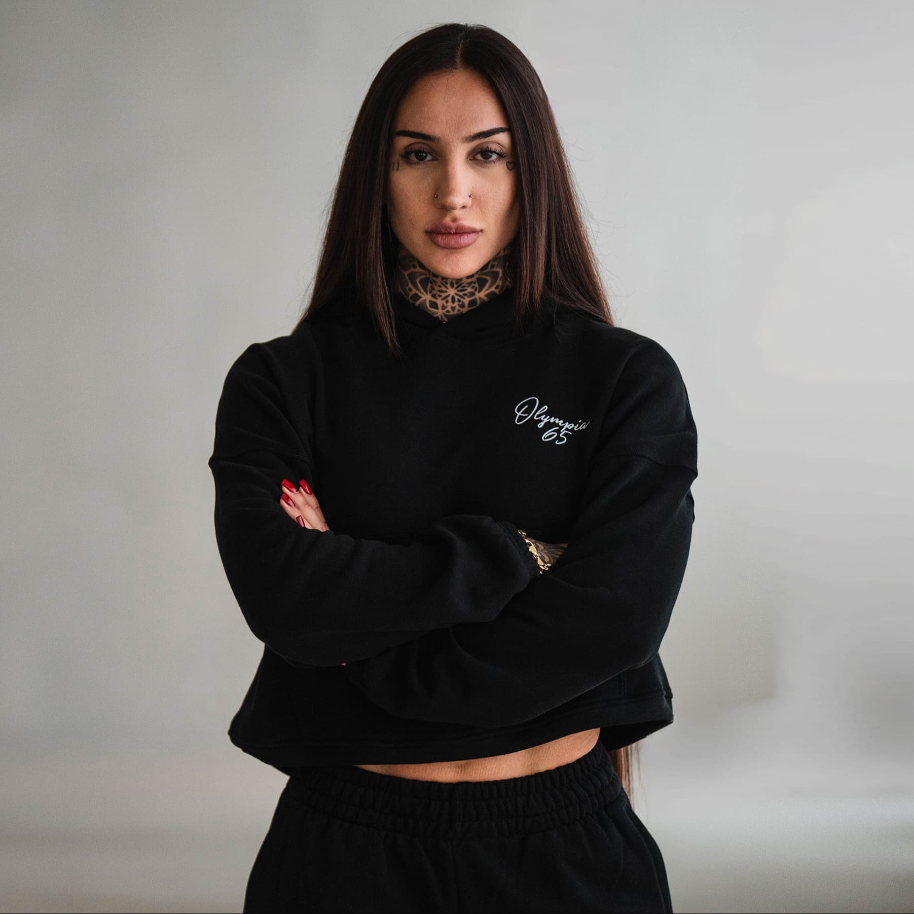 Olympia Script Cropped Hoodie main image