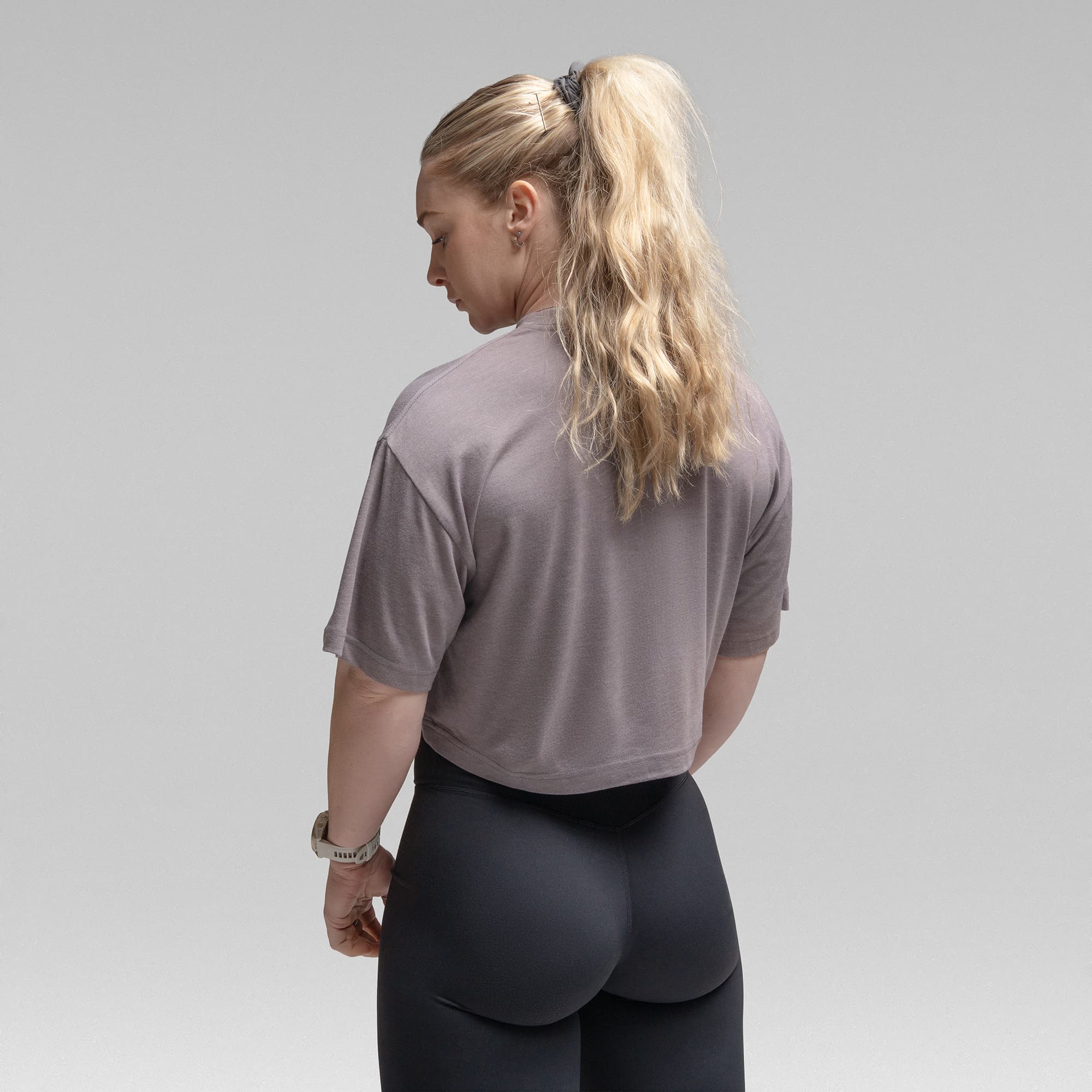 Active Tri-Blend Cropped Tee - Lilac/White