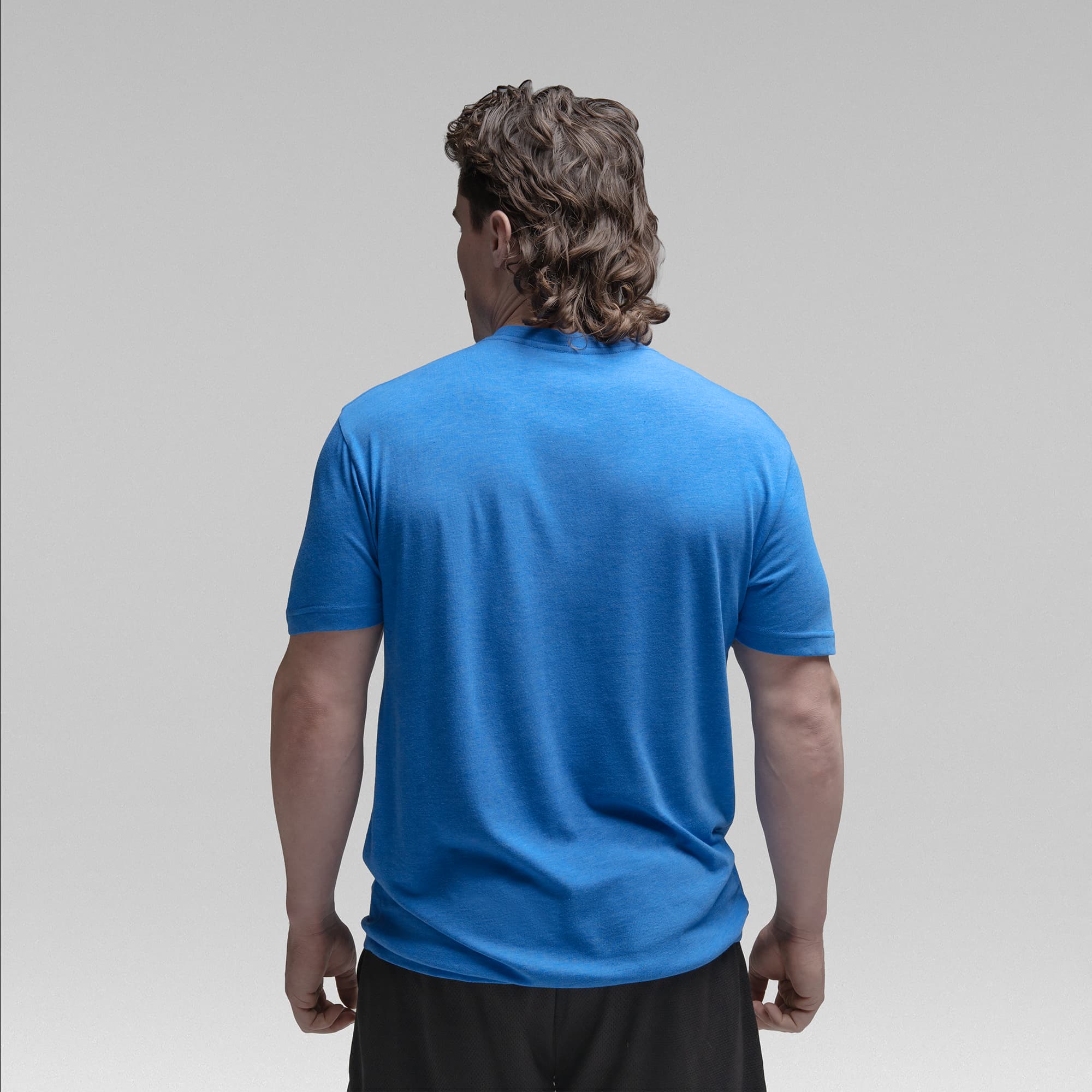 Active Tri-Blend Basic Tee - Electric Blue/White