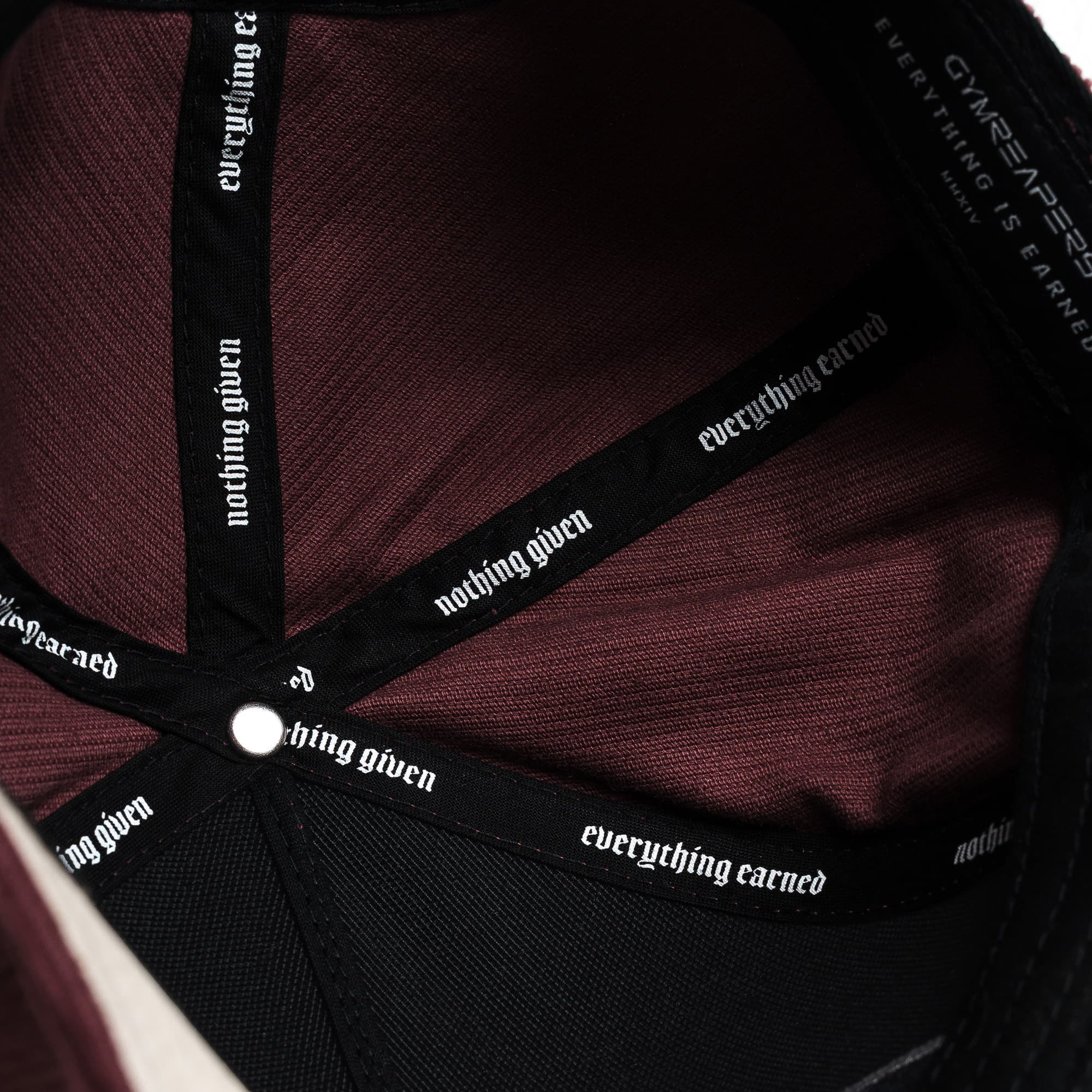 Corduroy Reapers 5-Panel Hat - Velvet/Tan detail shot of inside of hat