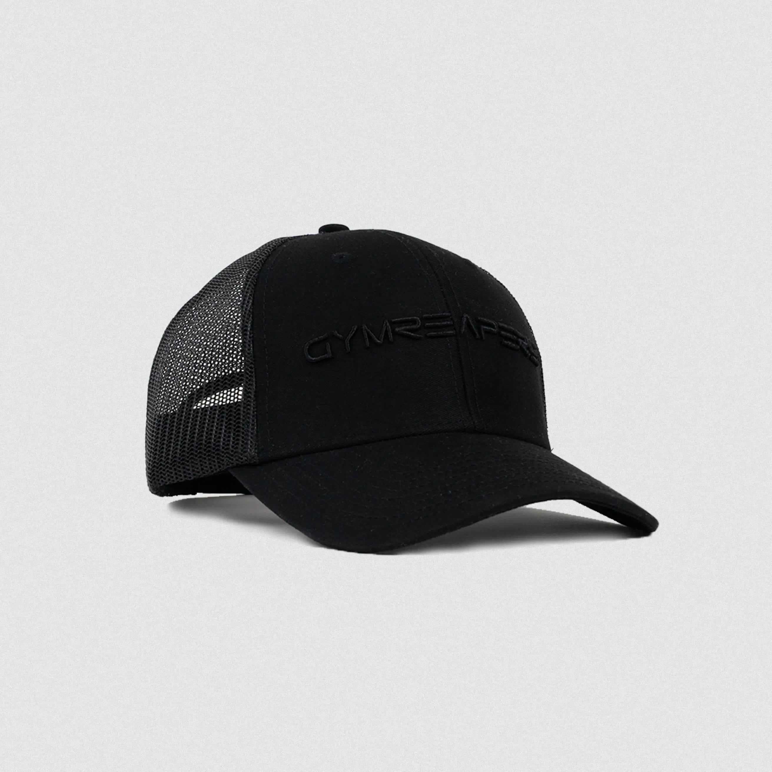 core trucker hat black black front