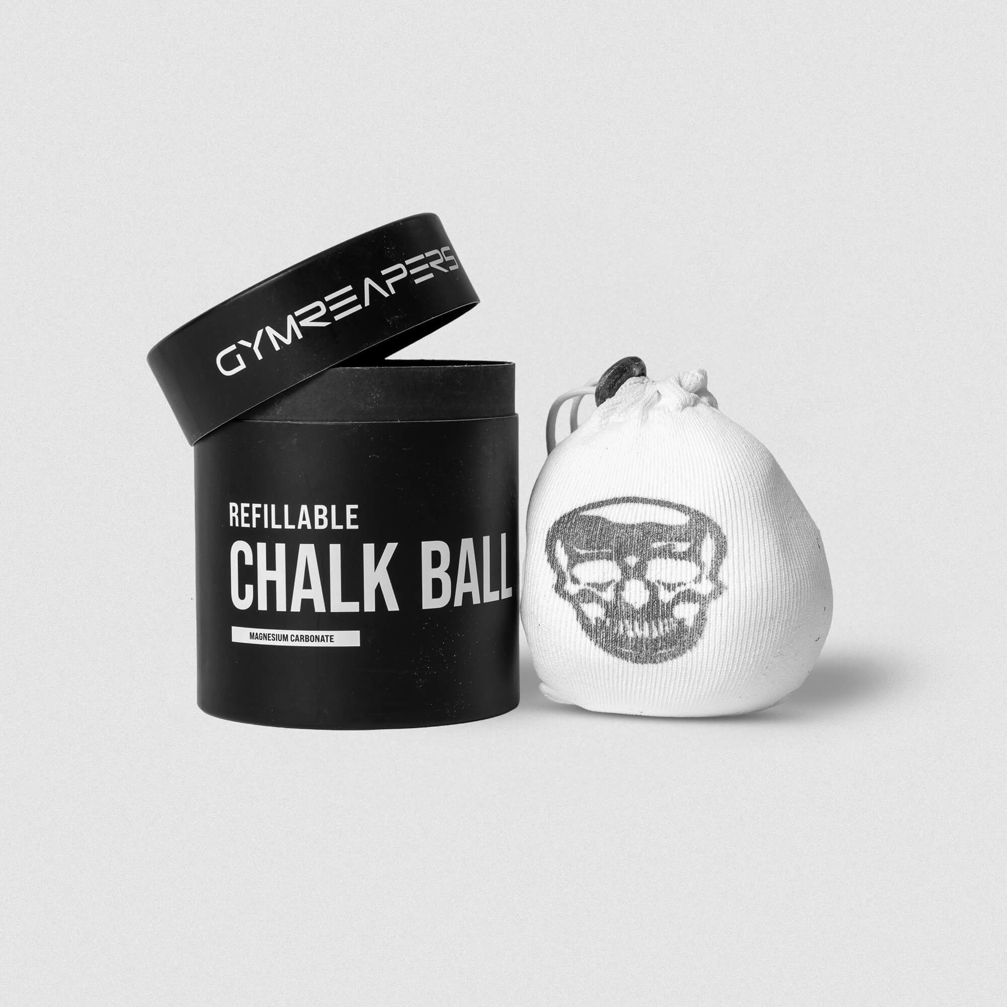 gr chalk container and logo sack