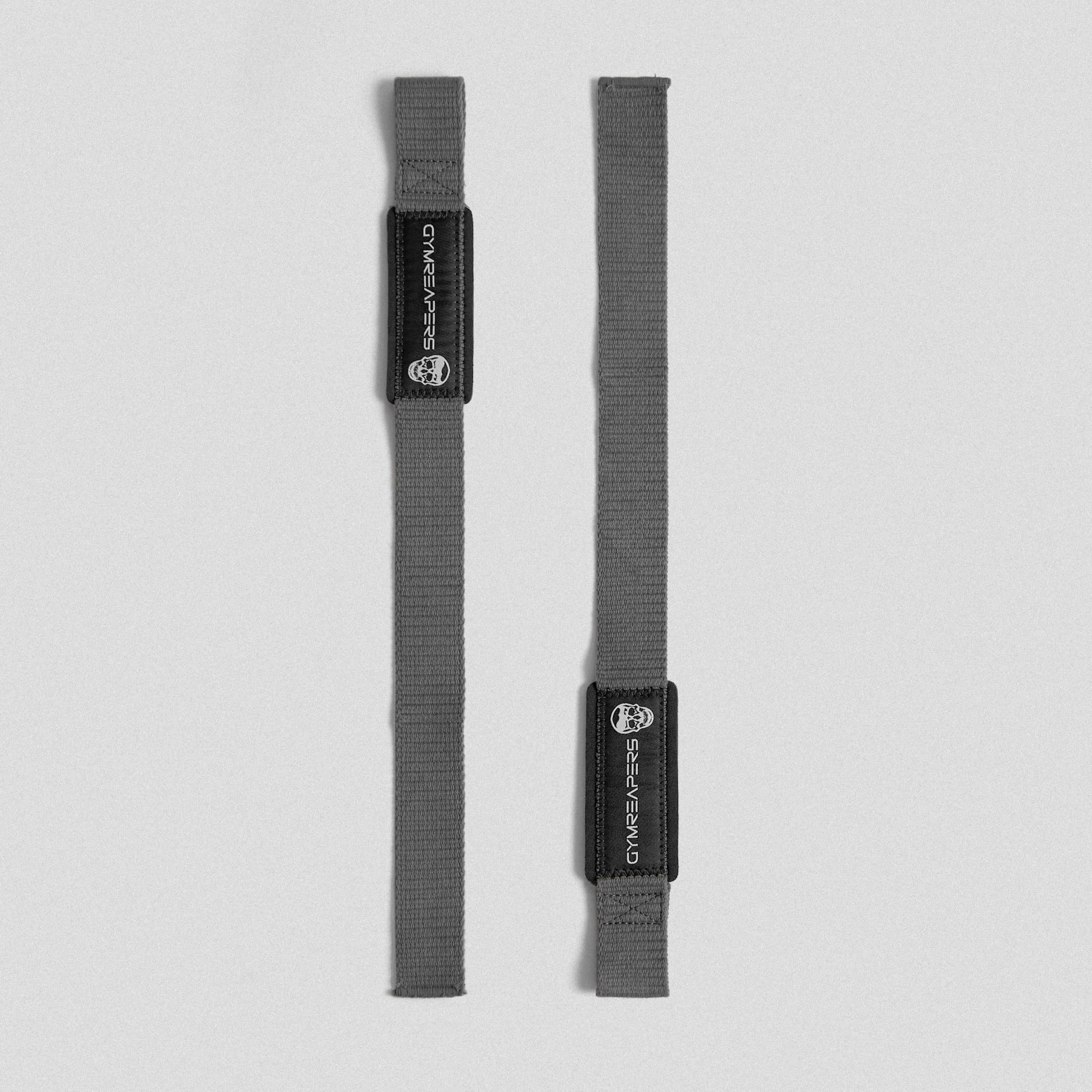 gray lifting straps flat