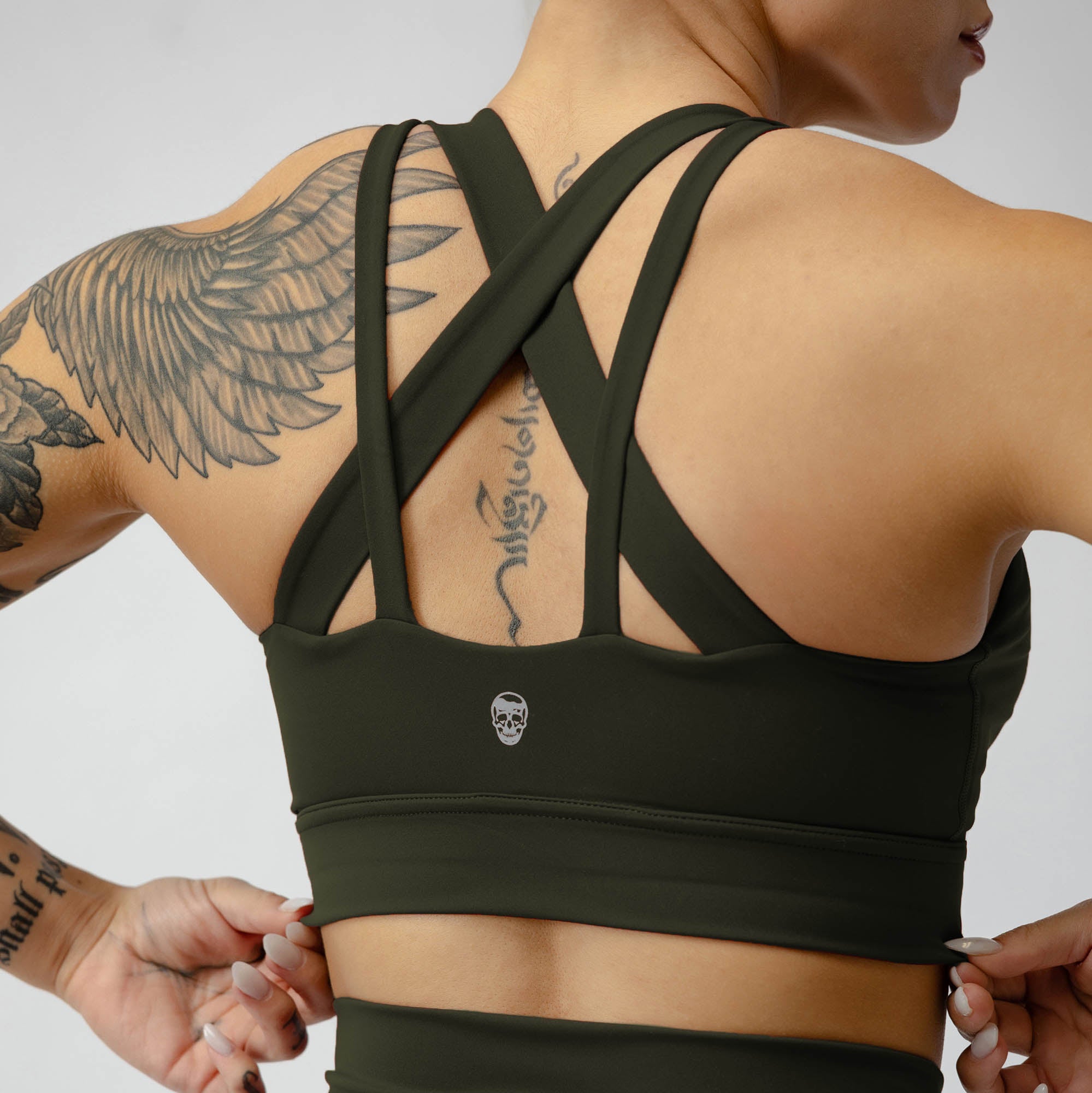 harmony bra forest green back detail