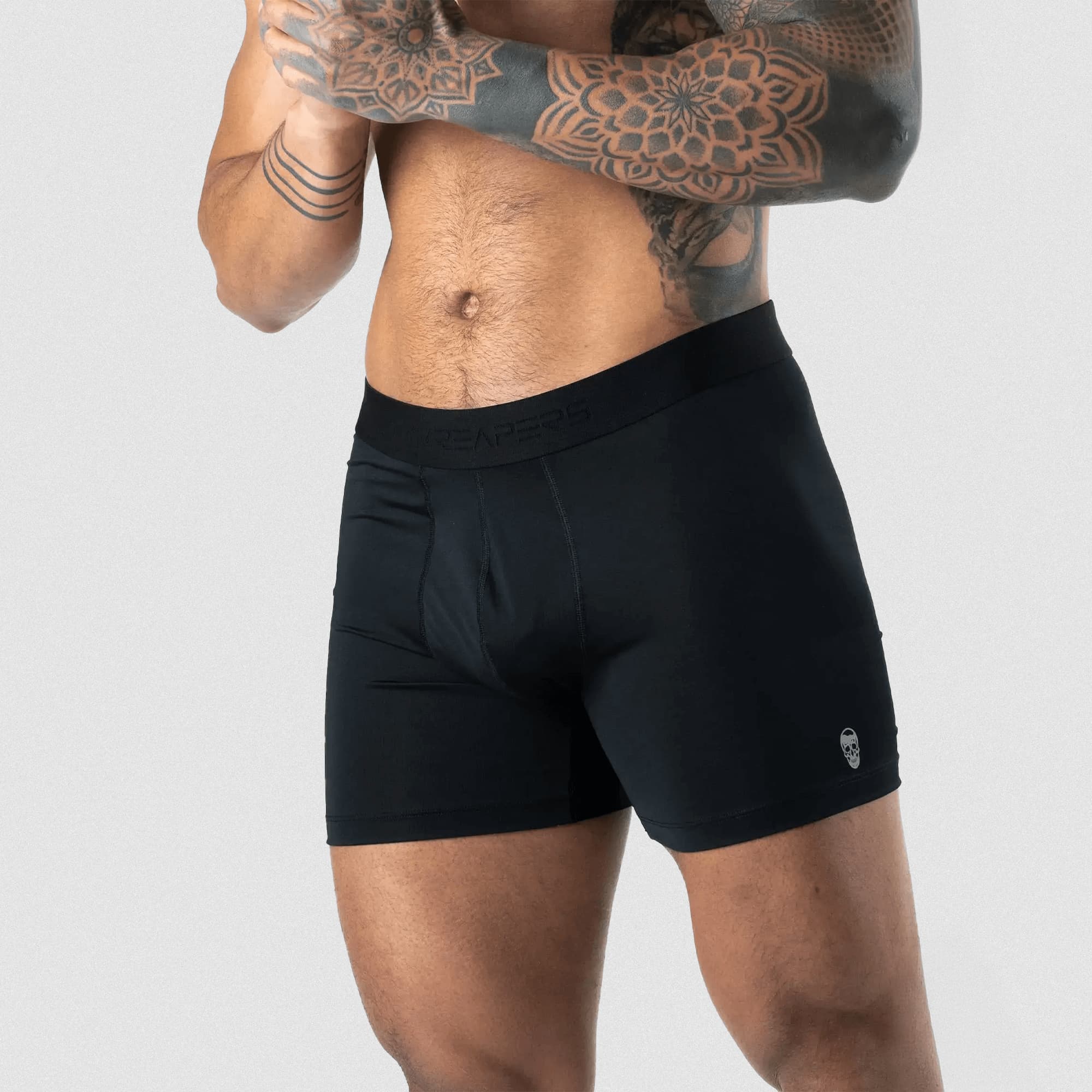 athlete wearing momentum boxer briefs front view