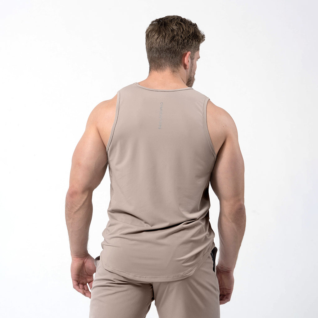 performance tank top taupe back