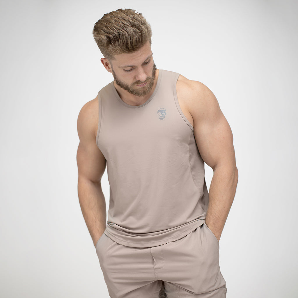 performance tank top taupe detail