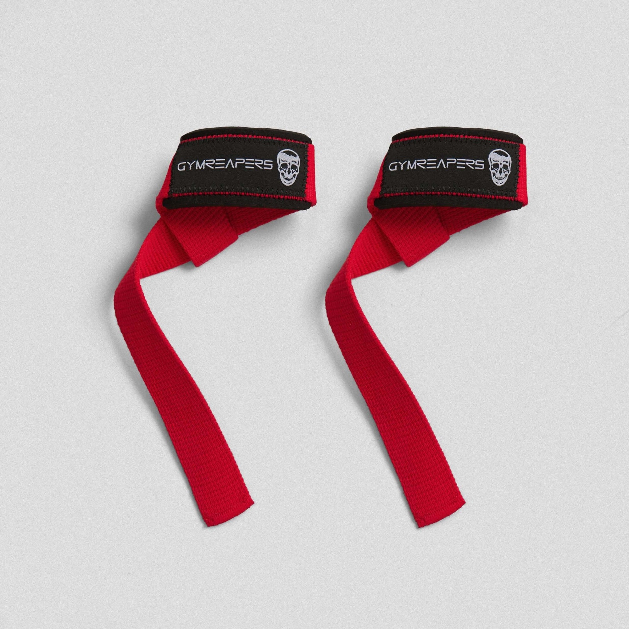 Gymreapers Premium padded lifting straps laying flat showcasing both straps detail shot.