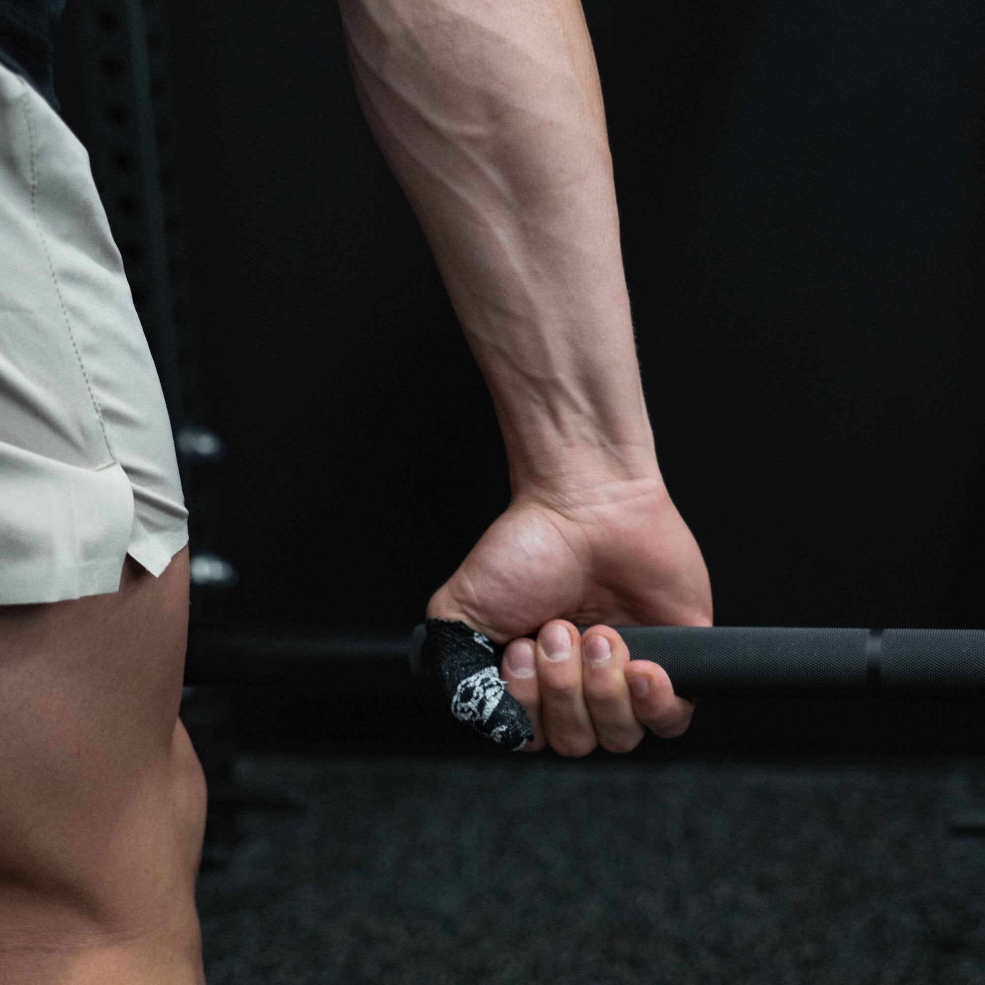 skull tape black used on barbell