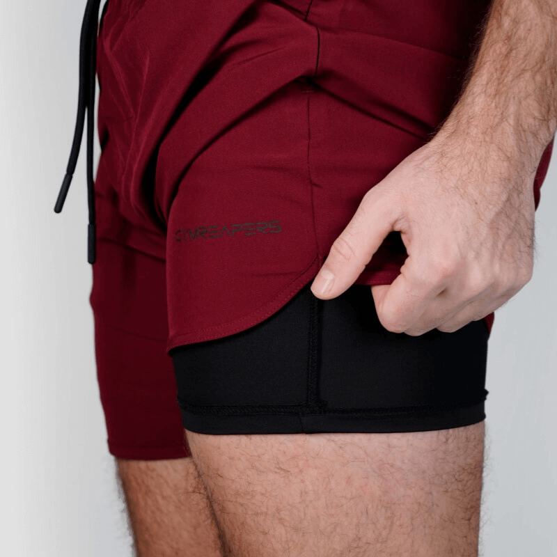 training shorts with liner maroon
